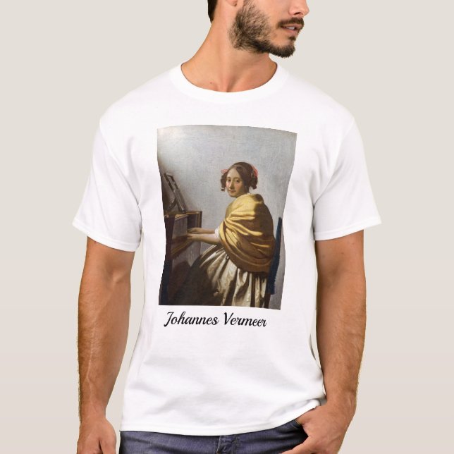 Johannes Vermeer - Junge Frau sitzt bei Virginal T-Shirt (Vorderseite)