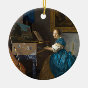 Johannes Vermeer - Lady sitzt bei einer Jungfrau Keramik Ornament