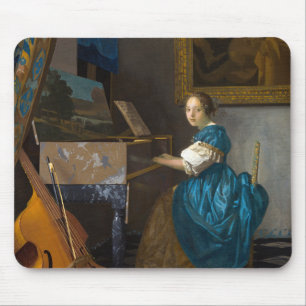 Johannes Vermeer - Lady sitzt bei einer Jungfrau Mousepad