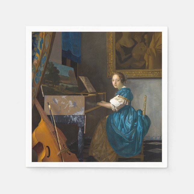 Johannes Vermeer - Lady sitzt bei einer Jungfrau Serviette (Vorderseite)