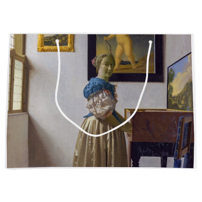 Johannes Vermeer - Lady Stehend bei einer Jungfrau Große Geschenktüte (Vorderseite)
