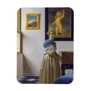 Johannes Vermeer - Lady Stehend bei einer Jungfrau Magnet