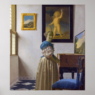 Johannes Vermeer - Lady Stehend bei einer Jungfrau Poster