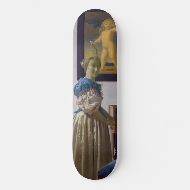 Johannes Vermeer - Lady Stehend bei einer Jungfrau Skateboard (Vorderseite)