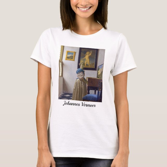 Johannes Vermeer - Lady Stehend bei einer Jungfrau T-Shirt (Vorderseite)