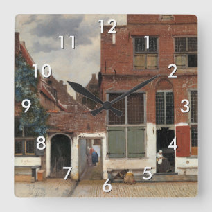 Johannes Vermeer - Little Street Quadratische Wanduhr