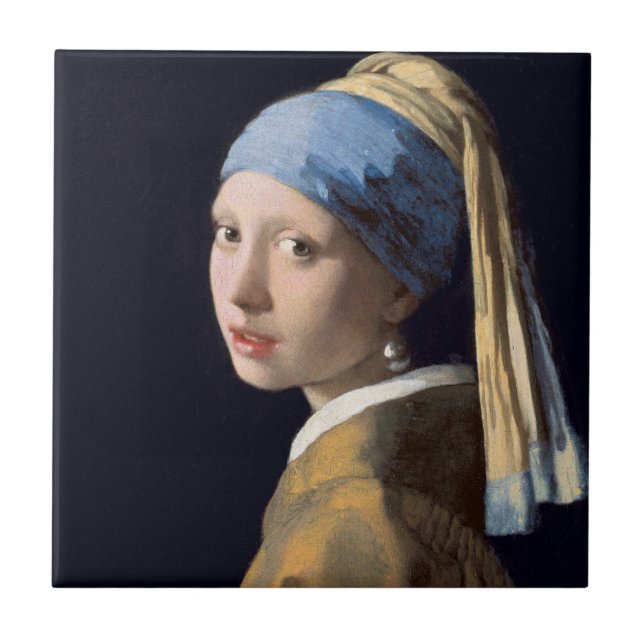 JOHANNES VERMEER - Mädchen mit einem Perlenohrring Fliese (Vorderseite)