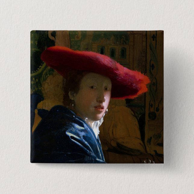 Johannes Vermeer - Mädchen mit einem Red Hat Button (Vorderseite)