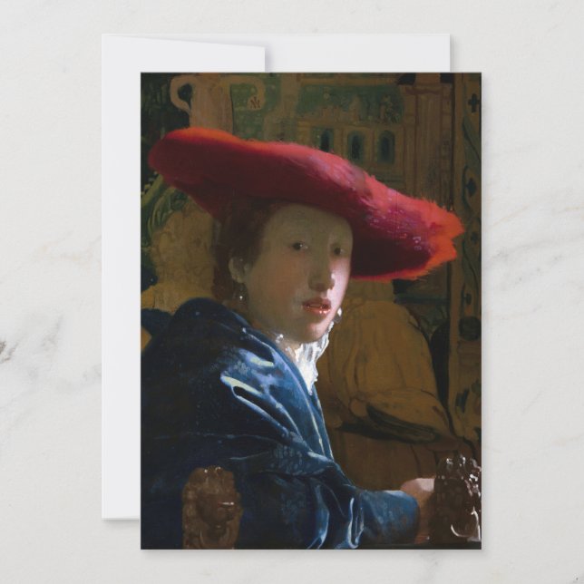 Johannes Vermeer - Mädchen mit einem Red Hat Einladung (Vorderseite)