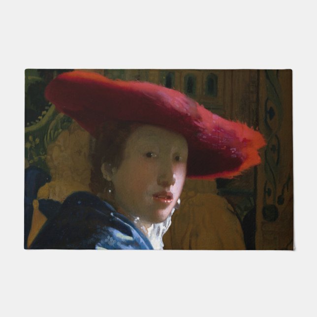 Johannes Vermeer - Mädchen mit einem Red Hat Fußmatte (Vorderseite)
