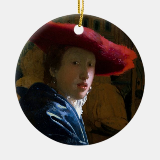 Johannes Vermeer - Mädchen mit einem Red Hat Keramik Ornament (Vorne)