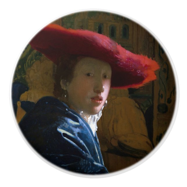Johannes Vermeer - Mädchen mit einem Red Hat Keramikknauf (Vorderseite)
