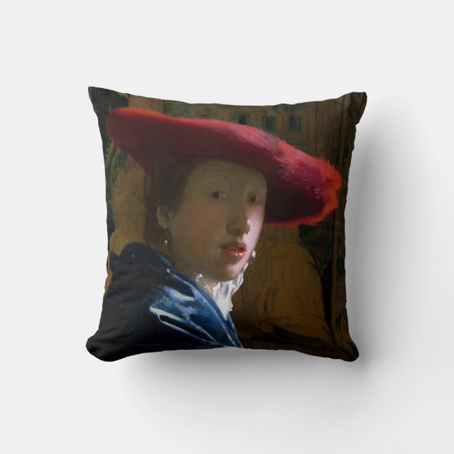 Johannes Vermeer - Mädchen mit einem Red Hat Kissen (Vorderseite)