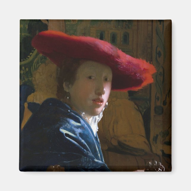 Johannes Vermeer - Mädchen mit einem Red Hat Magnet (Vorne)