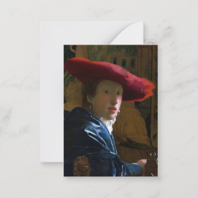 Johannes Vermeer - Mädchen mit einem Red Hat Mitteilungskarte (Vorderseite)