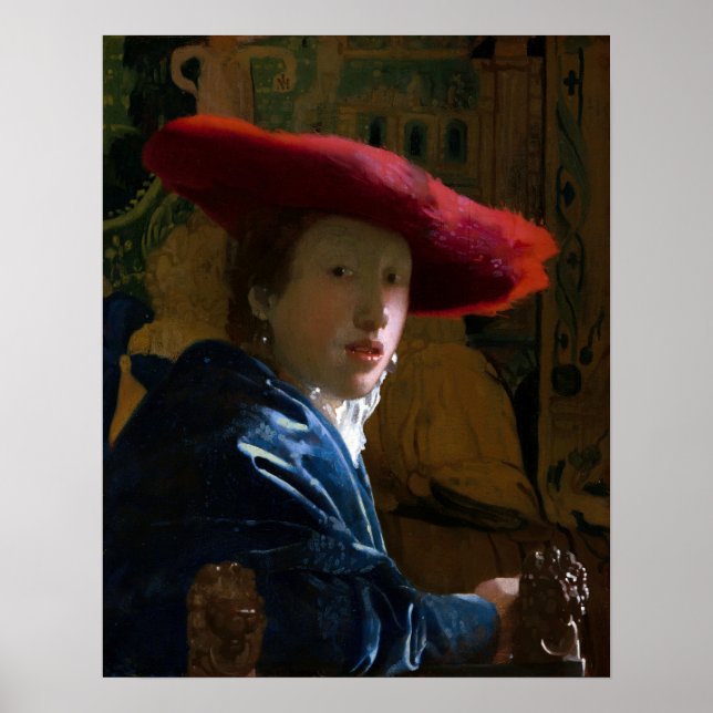 Johannes Vermeer - Mädchen mit einem Red Hat Poster (Vorne)