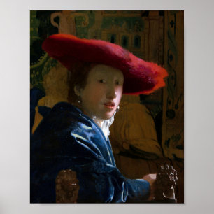 Johannes Vermeer - Mädchen mit einem Red Hat Poster