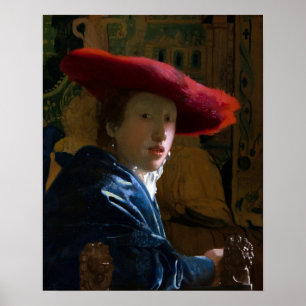 Johannes Vermeer - Mädchen mit einem Red Hat Poster