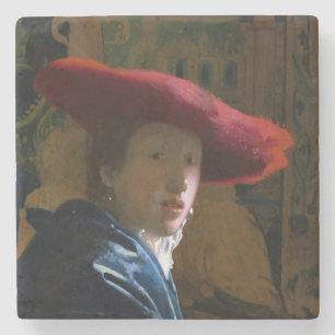 Johannes Vermeer - Mädchen mit einem Red Hat Steinuntersetzer