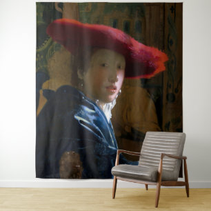 Johannes Vermeer - Mädchen mit einem Red Hat Wandteppich