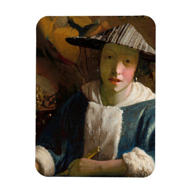 Johannes Vermeer - Mädchen mit Flute Magnet (Vertikal)