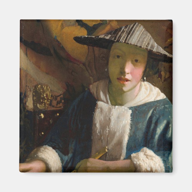Johannes Vermeer - Mädchen mit Flute Magnet (Vorne)