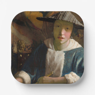 Johannes Vermeer - Mädchen mit Flute Pappteller