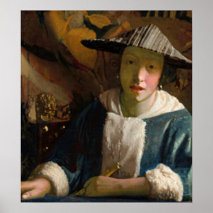 Johannes Vermeer - Mädchen mit Flute Poster