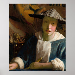 Johannes Vermeer - Mädchen mit Flute Poster