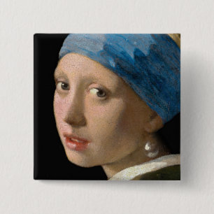 Johannes Vermeer - Mädchen mit Perlenohrring Button
