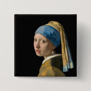 Johannes Vermeer - Mädchen mit Perlenohrring Button
