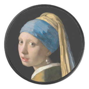 Johannes Vermeer - Mädchen mit Perlenohrring Eishockey Puck