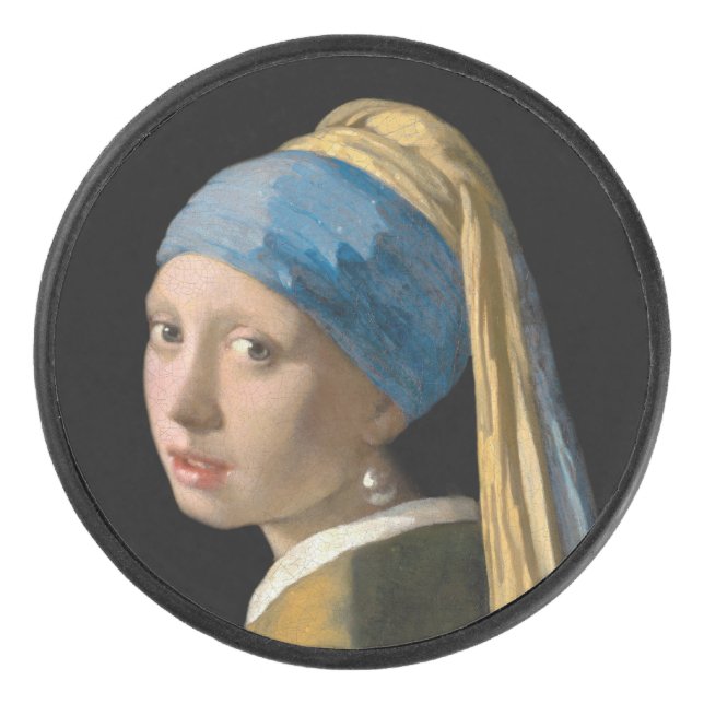Johannes Vermeer - Mädchen mit Perlenohrring Eishockey Puck (Vorderseite)