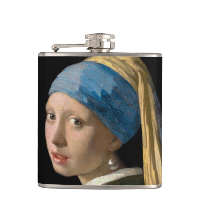 Johannes Vermeer - Mädchen mit Perlenohrring Flachmann (Vorderseite)