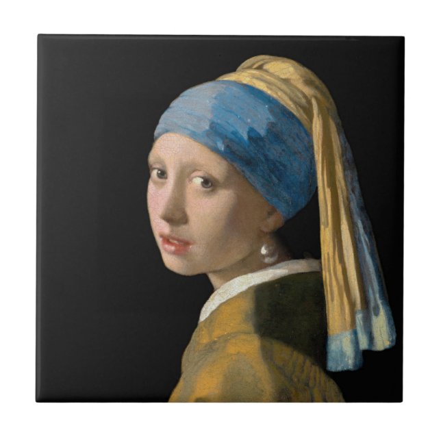 Johannes Vermeer - Mädchen mit Perlenohrring Fliese (Vorderseite)