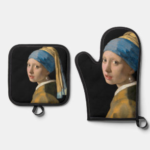 Johannes Vermeer - Mädchen mit Perlenohrring Ofenhandschuh & Topflappen-Set