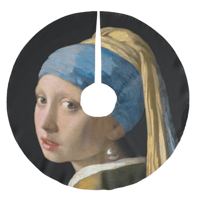 Johannes Vermeer - Mädchen mit Perlenohrring Polyester Weihnachtsbaumdecke (Vorderseite)