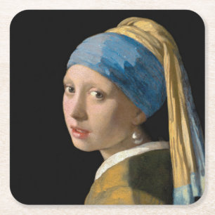 Johannes Vermeer - Mädchen mit Perlenohrring Rechteckiger Pappuntersetzer