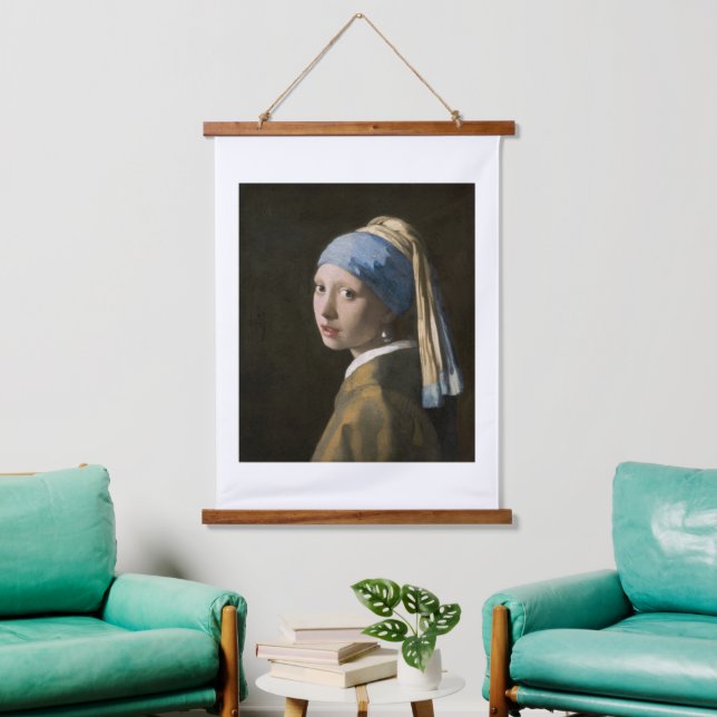 Johannes Vermeer, Mädchen mit Perlenohrring Wandteppich Mit Holzrahmen (Wohnzimmer)