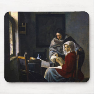 Johannes Vermeer - Mädchen unterbricht ihre Musik Mousepad