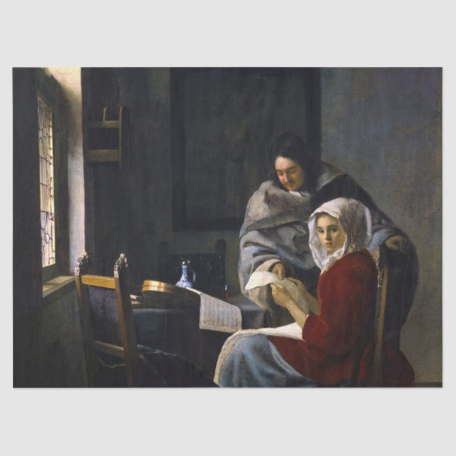 Johannes Vermeer - Mädchen unterbricht ihre Musik Seidenpapier (Vorderseite)