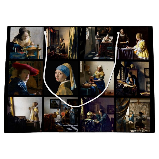 Johannes Vermeer - Masterpiece Grid Große Geschenktüte (Vorderseite)