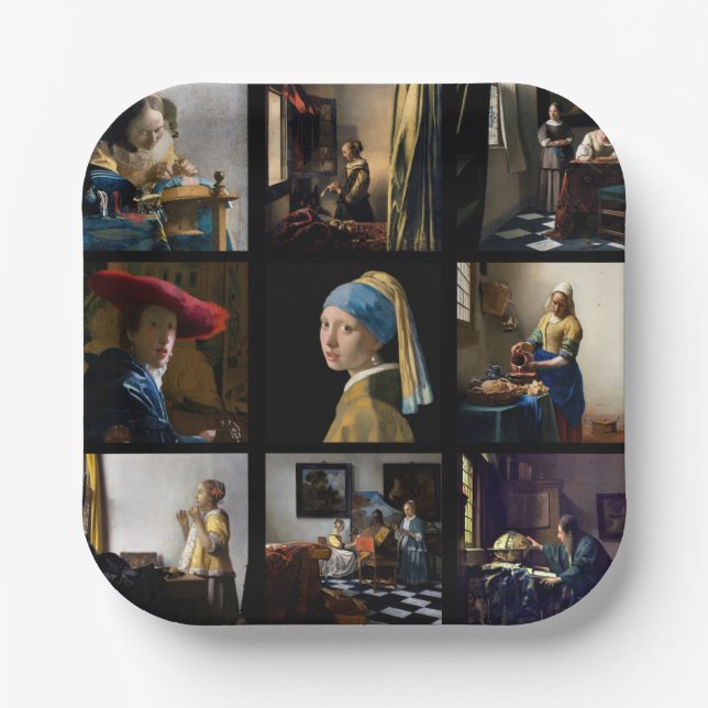 Johannes Vermeer - Masterpiece Grid Pappteller (Vorderseite)