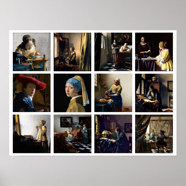Johannes Vermeer - Masterpiece Grid Poster (Vorne)