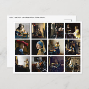 Johannes Vermeer - Masterpiece Grid Postkarte