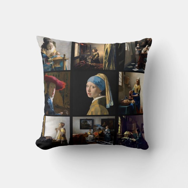 Johannes Vermeer - Masterpiece Grid Square Kissen (Vorderseite)