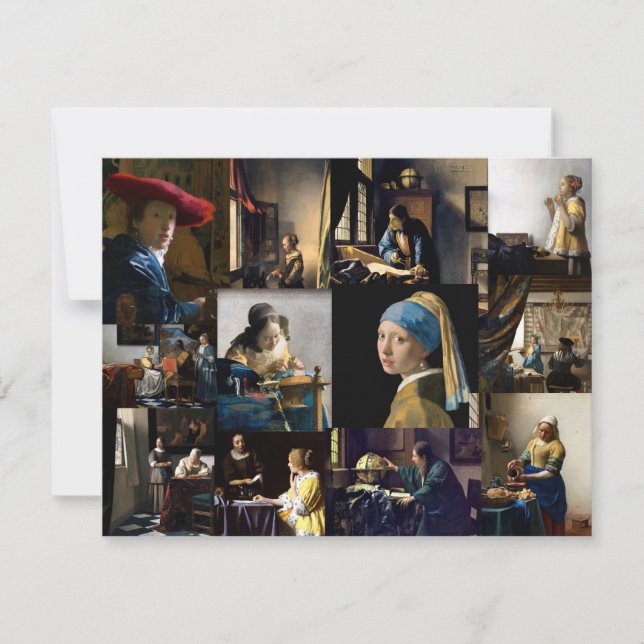 Johannes Vermeer - Meisterwerke Patchwork Dankeskarte (Vorderseite)