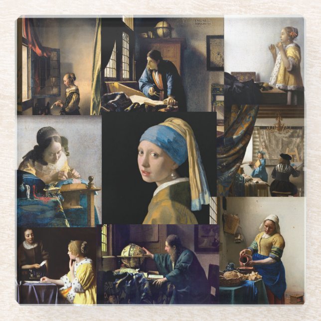 Johannes Vermeer - Meisterwerke Patchwork Glasuntersetzer (Vorderseite)