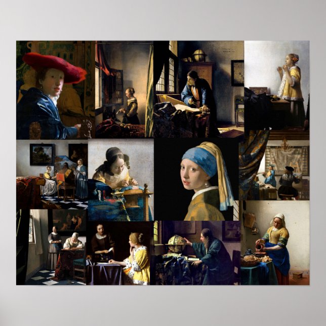 Johannes Vermeer - Meisterwerke Patchwork Poster (Vorne)