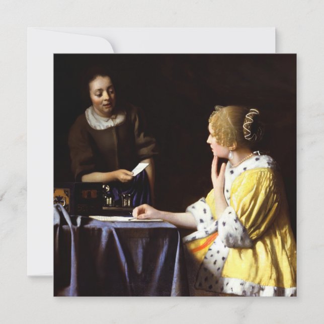 Johannes Vermeer - Ministerin und Frau Dankeskarte (Vorderseite)